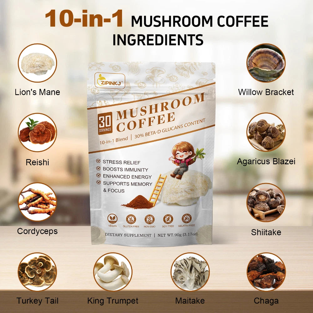 Organic Mushroom Coffee – Authentic, No Odor, Free Shipping