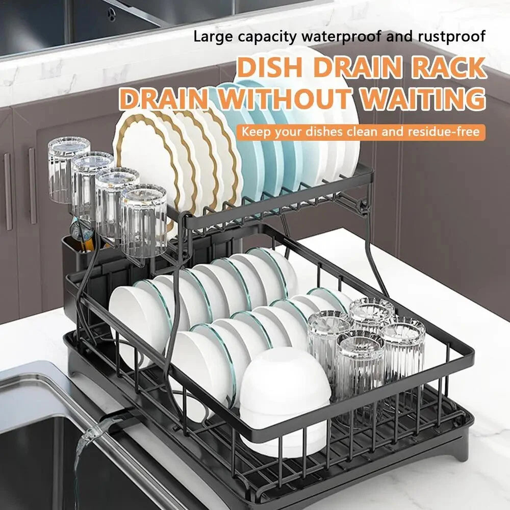 2-Tier Stainless Steel Over Sink Dish Drying Rack