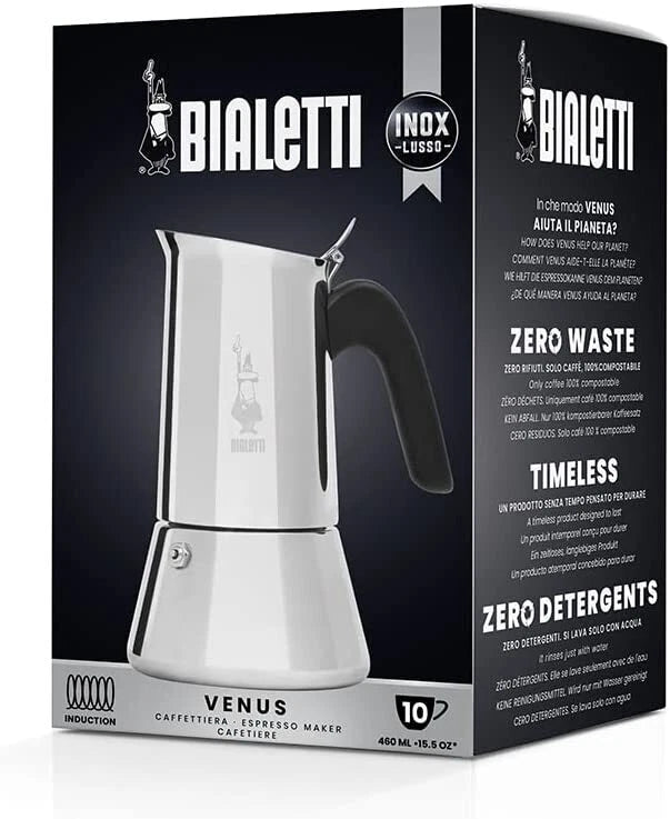 Bialetti Venus Stainless Steel Induction Stovetop Coffee Maker – 2/4/6/10 Cup