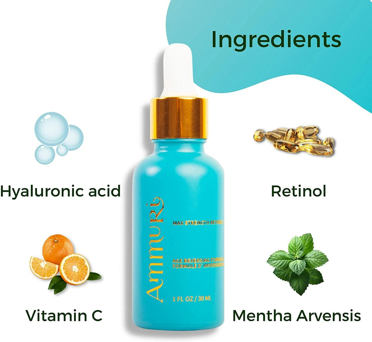 Ammuri 5% Retinol Serum with Hyaluronic Acid – Anti-Aging Face Serum 30ml