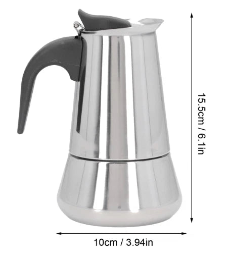 Espresso Coffee Maker, Stainless Steel Moka Pot, 4 Cup – 200 ml