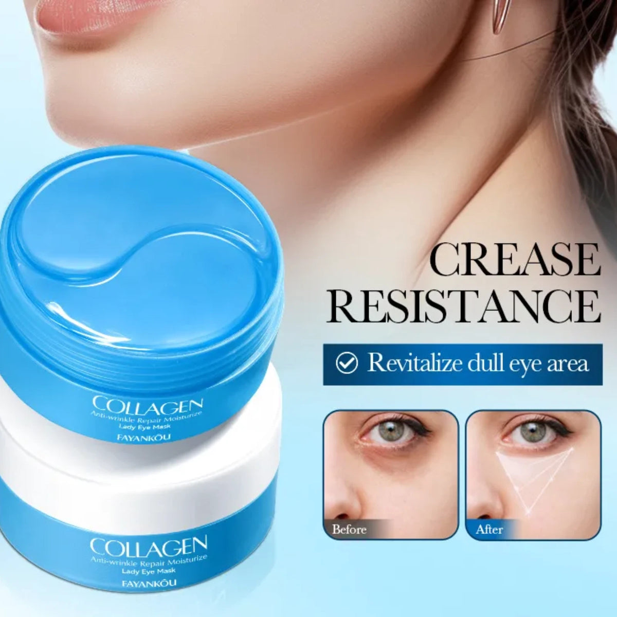 60pcs Hydrogel Under Eye Patches – Collagen Anti-Wrinkle Hydrating