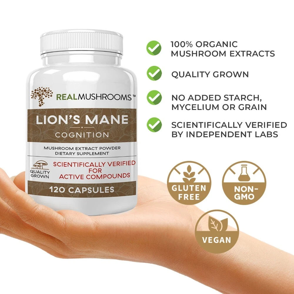 Real Mushrooms Organic Lion’s Mane – 120 Capsules for Wellness