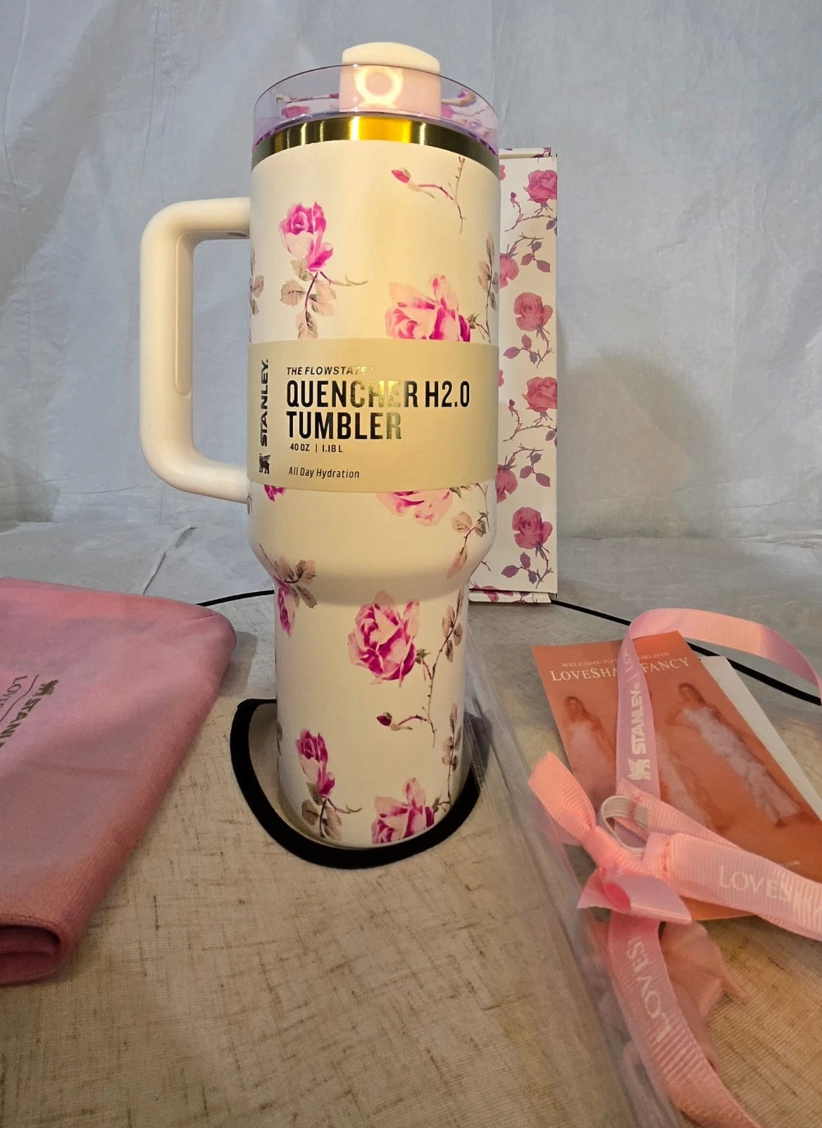 Stanley Pink Floral Quencher 40oz Tumbler - Stay Stylishly Hydrated