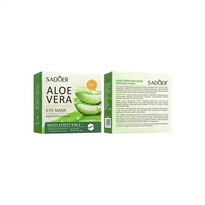 60pcs Aloe Vera Collagen Hydrogel Under Eye Patches – Soothing & Hydrating