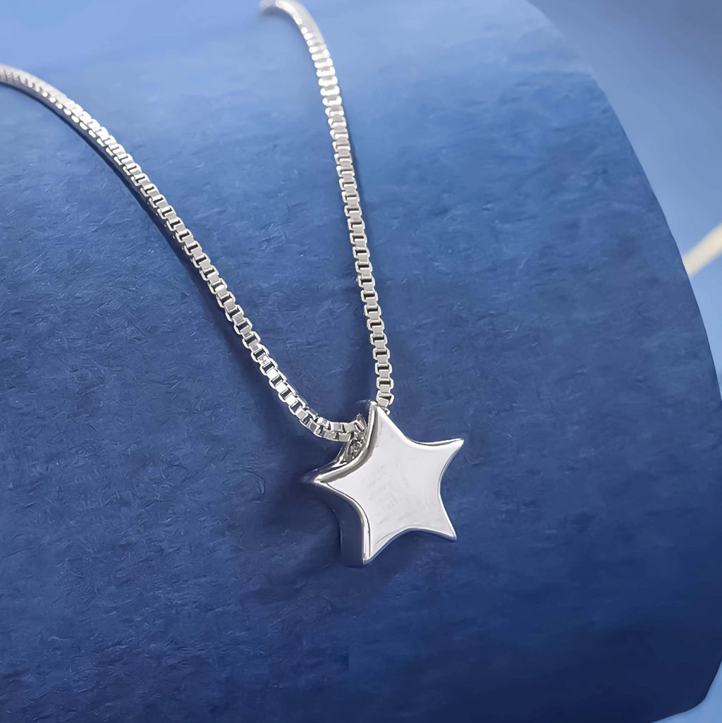 925 Sterling Silver Star Charm Pendant Necklace