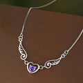 925 Sterling Silver Angel Wing Heart Pendant Necklace