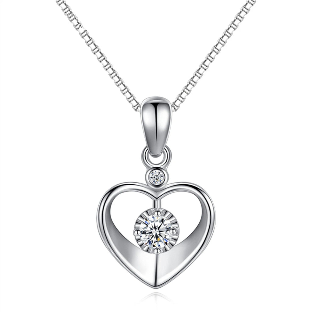 925 Sterling Silver Crystal Love Heart Necklace