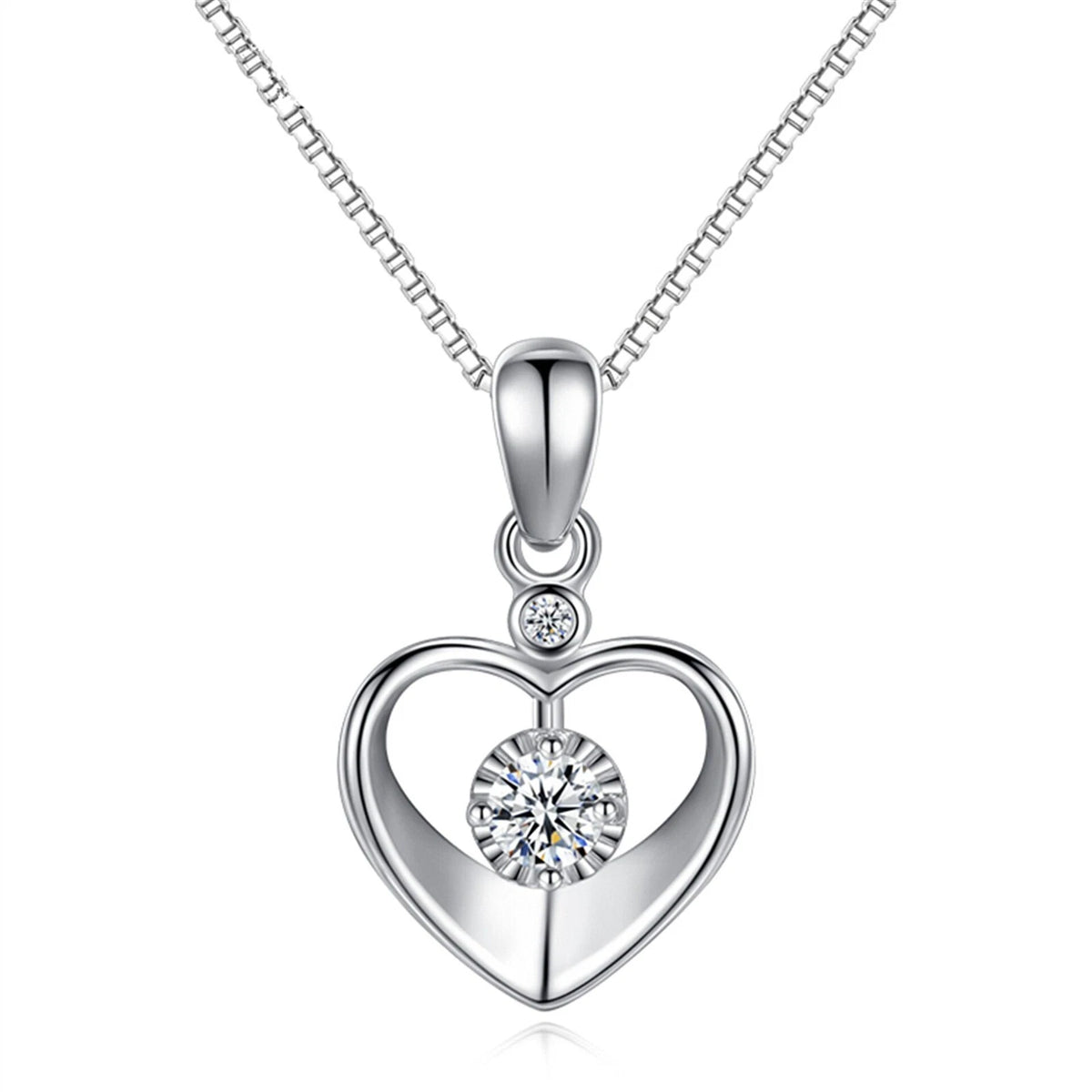 925 Sterling Silver Crystal Love Heart Necklace