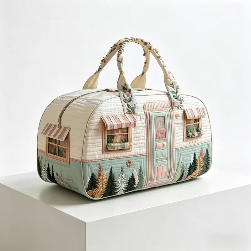 Quilted Travel Tote Bag Large Capacity Carry On Weekend Overnight Handbag