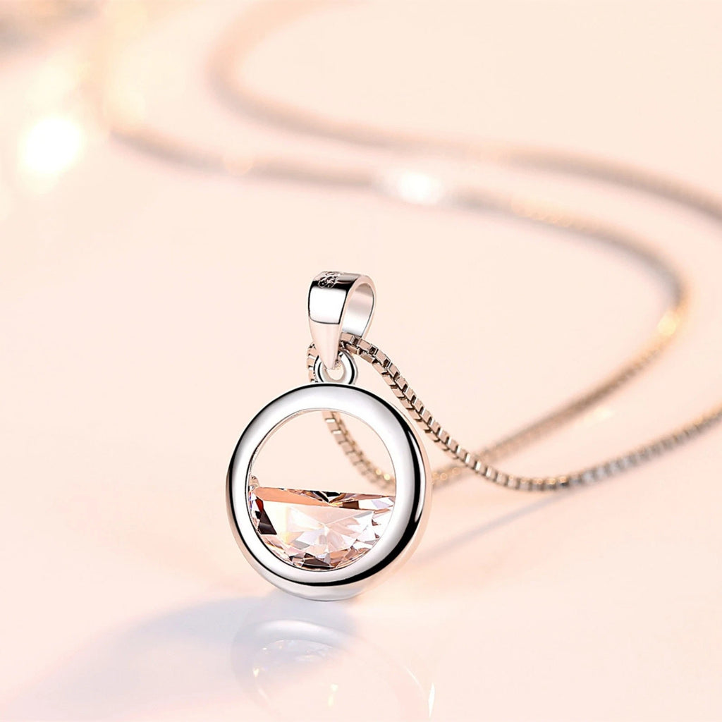 925 Sterling Silver Crystal Water Drop Pendant Necklace