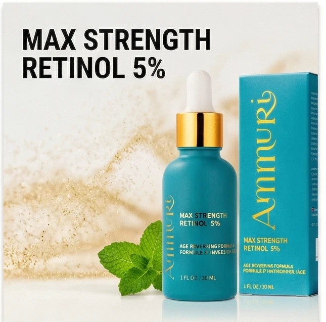 Ammuri 5% Retinol Serum with Hyaluronic Acid – Anti-Aging Face Serum 30ml