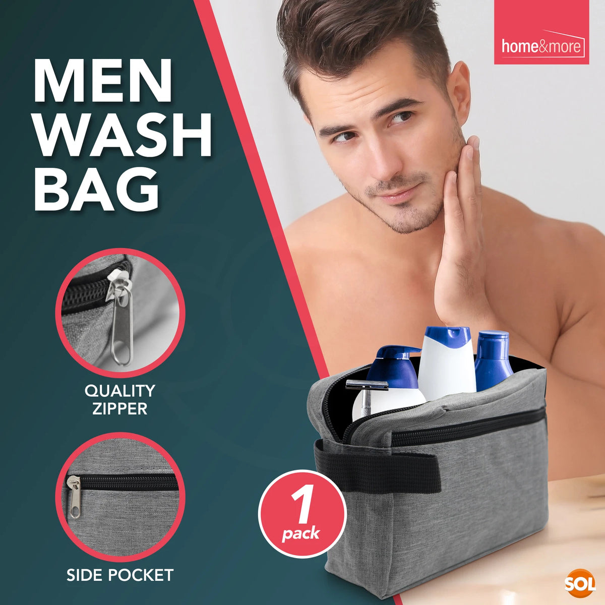 Men’s Travel Wash Bag – Toiletry & Shaving Grooming Case
