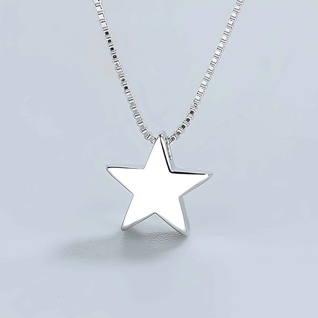 925 Sterling Silver Star Charm Pendant Necklace