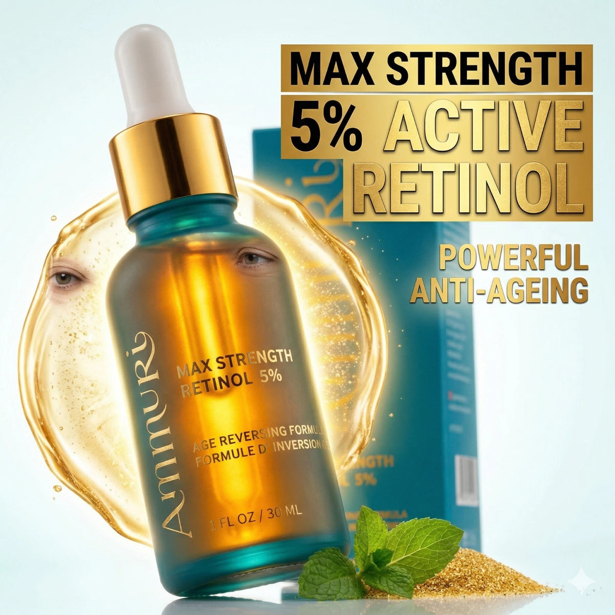 Ammuri 5% Retinol Serum with Hyaluronic Acid – Anti-Aging Face Serum 30ml