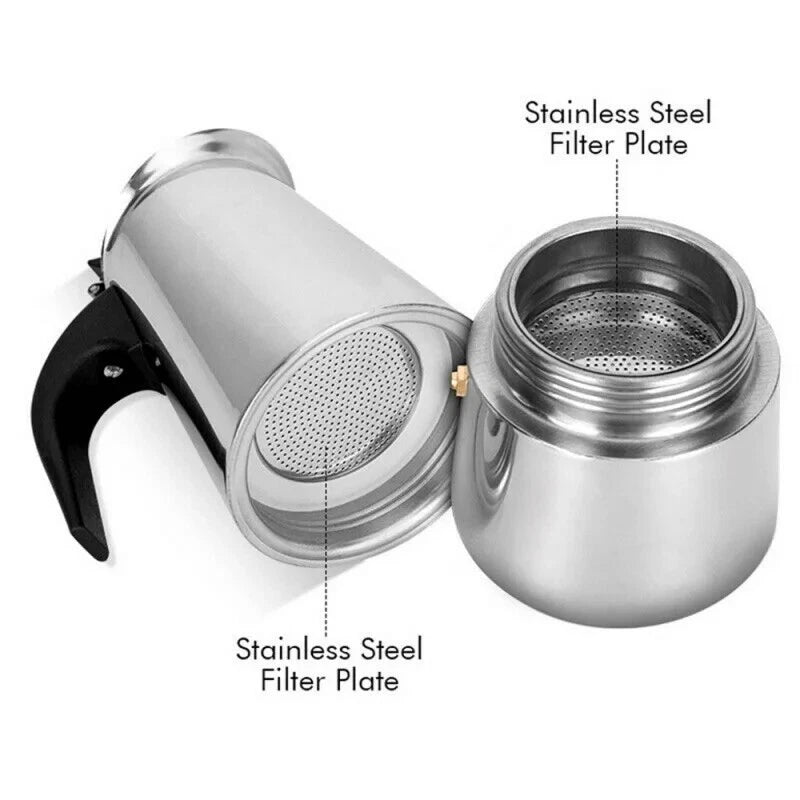 Espresso Coffee Maker, Stainless Steel Moka Pot, 4 Cup – 200 ml