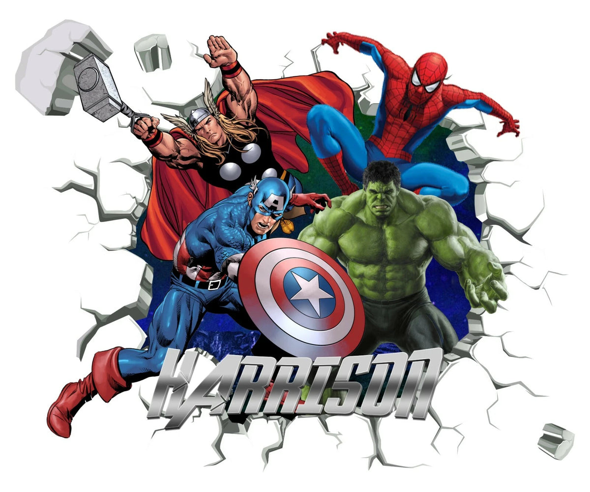 Personalised Avengers Name Wall Decal 3D Vinyl Art