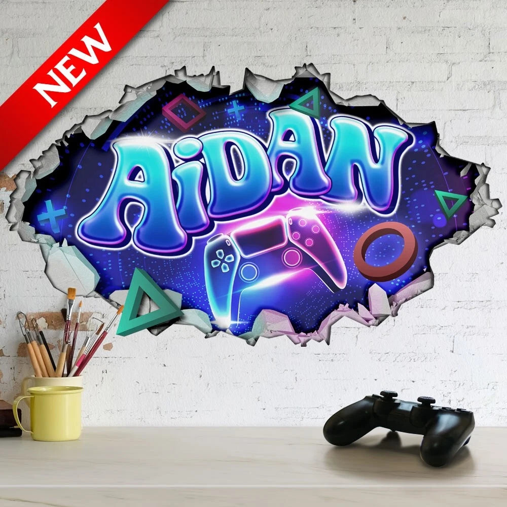 Personalised Gamer Mural Wall Sticker for Kids