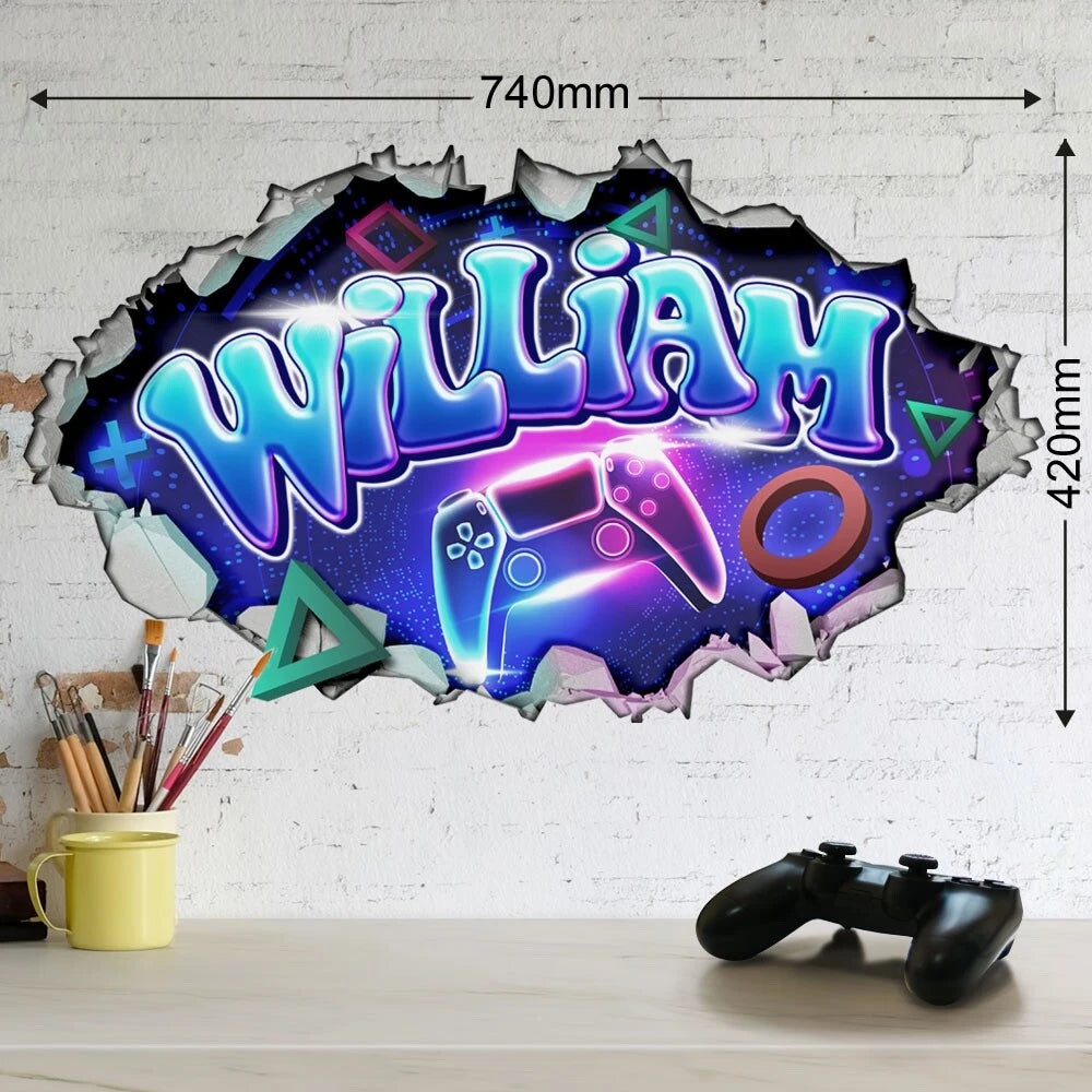 Personalised Gamer Mural Wall Sticker for Kids