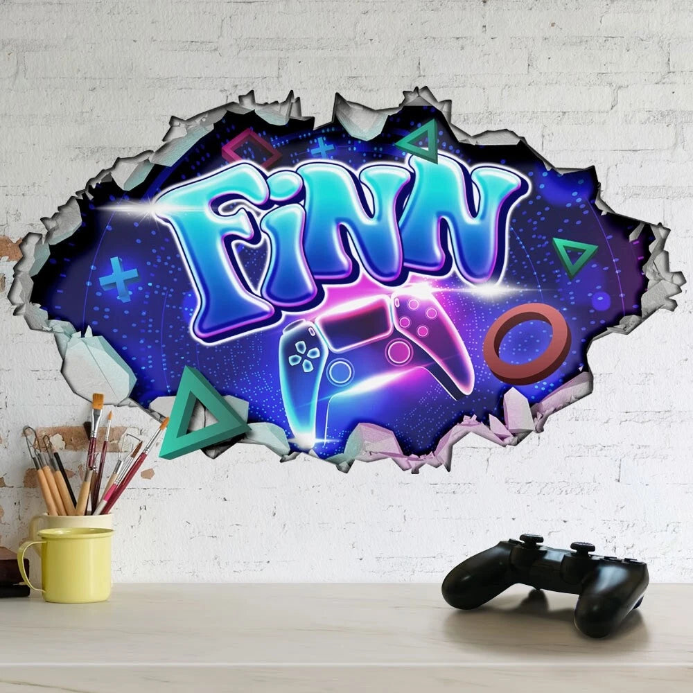 Personalised Gamer Mural Wall Sticker for Kids