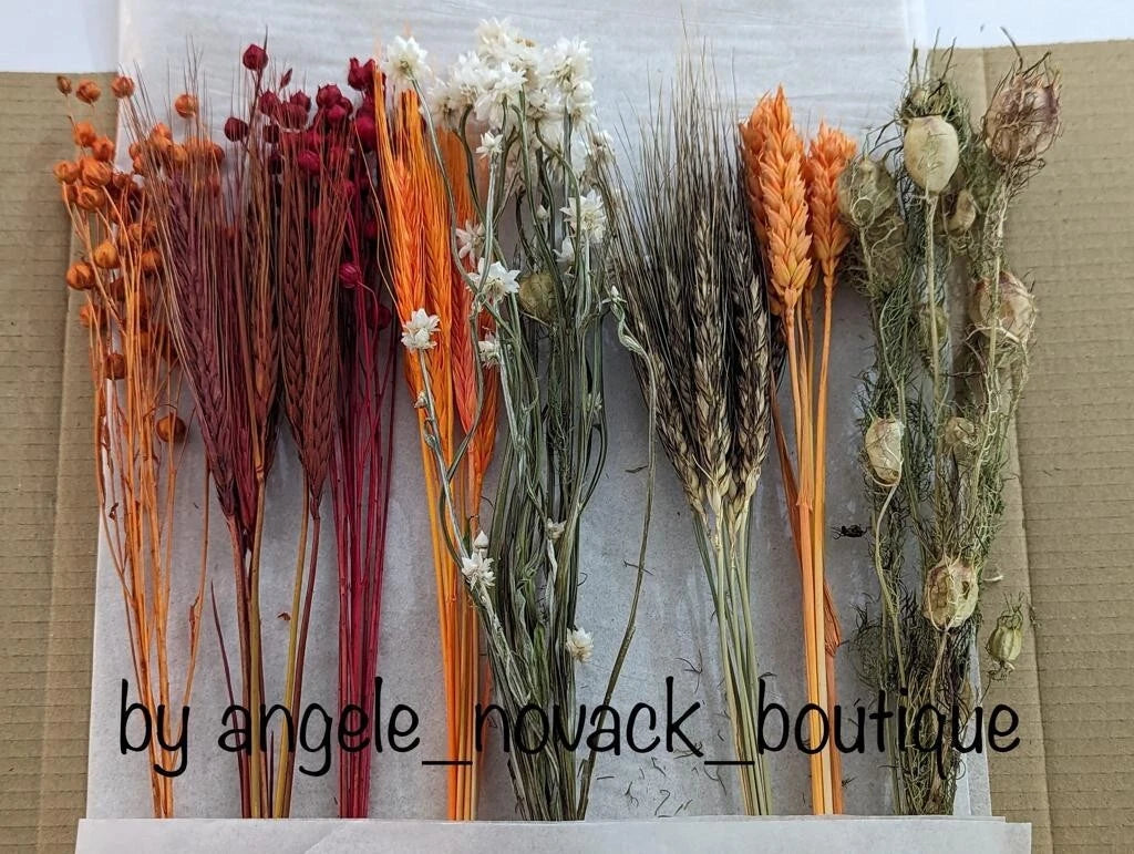 Dried Flowers Colorful Bouquet – Wedding Autumn Halloween Party Decor