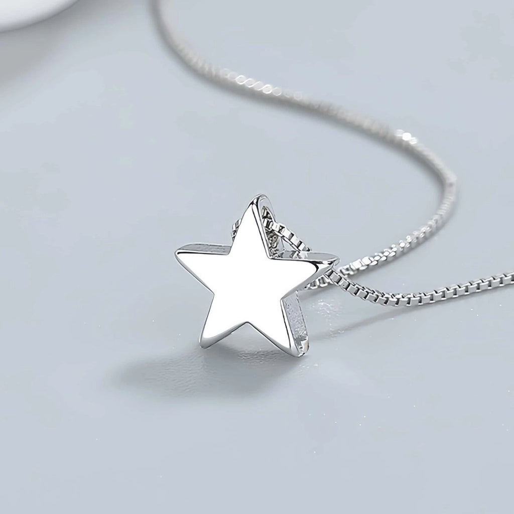 925 Sterling Silver Star Charm Pendant Necklace