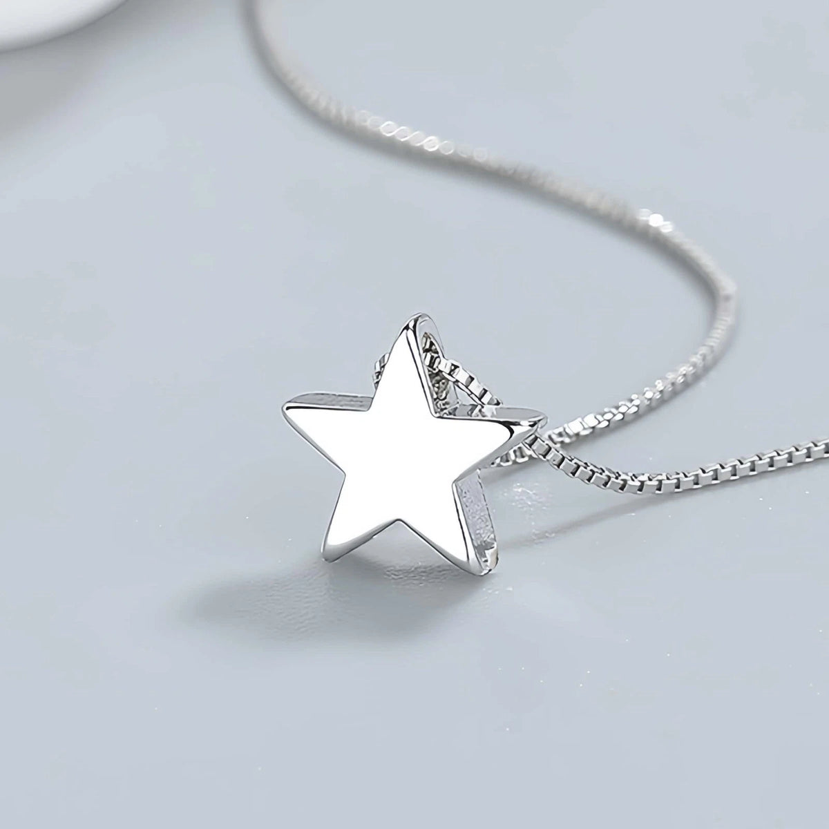 925 Sterling Silver Star Charm Pendant Necklace