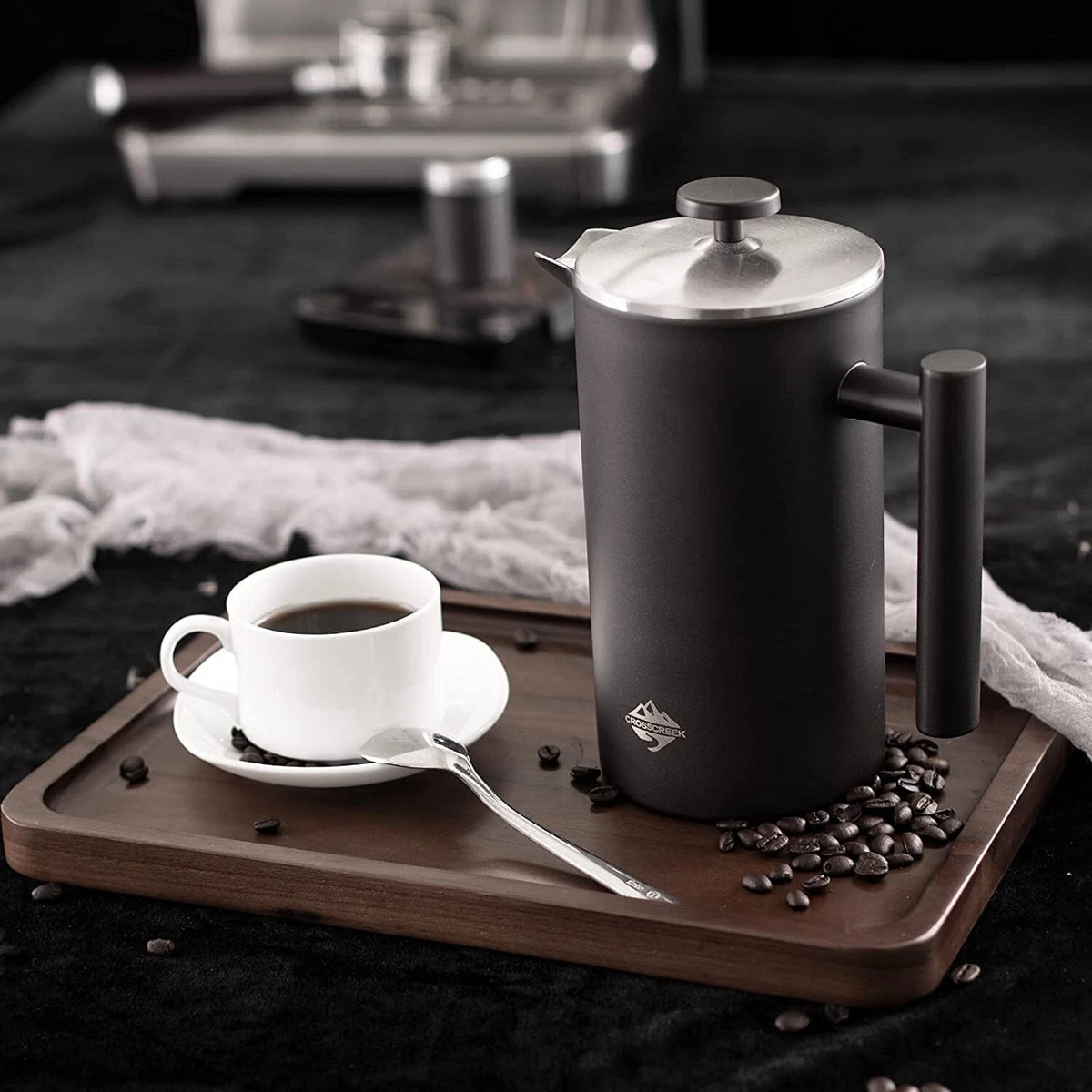 CrossCreek French Press Coffee Maker, 304 Stainless Steel Coffee Press 34 oz