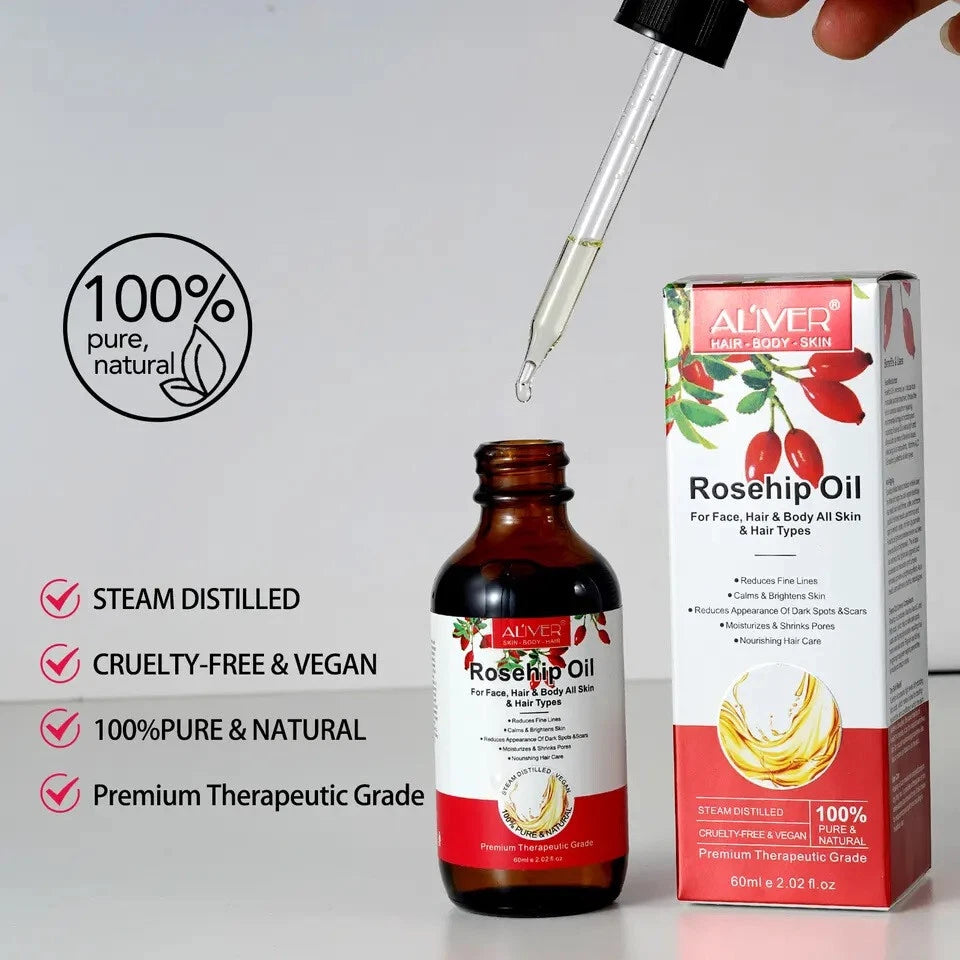 Rosehip Oil 60ml – 100% Pure Natural Cold Pressed Facial Oil