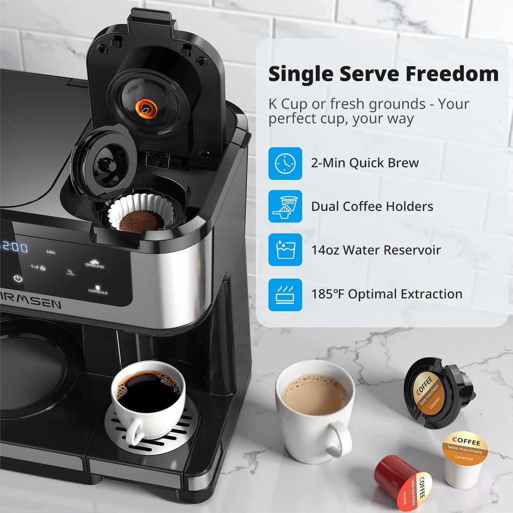 AIRMSEN HR-CM307U 12-Cup Dual Brew Coffee Maker with K-Cup Combo