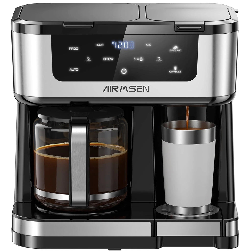 AIRMSEN HR-CM307U 12-Cup Dual Brew Coffee Maker with K-Cup Combo
