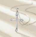 925 Sterling Silver Crystal Cross Pendant Necklace