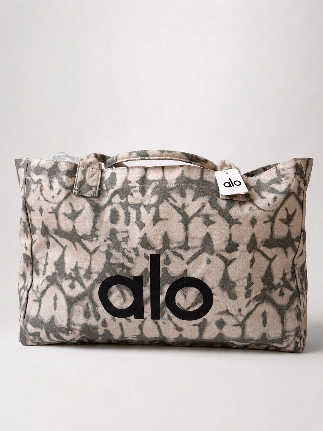 Alo Yoga Large Tie-Dye Marble Tote Bag – Grey & White