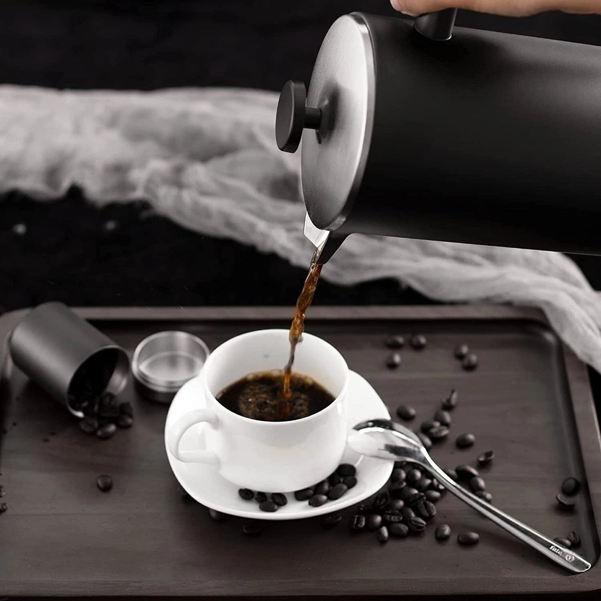 CrossCreek French Press Coffee Maker, 304 Stainless Steel Coffee Press 34 oz