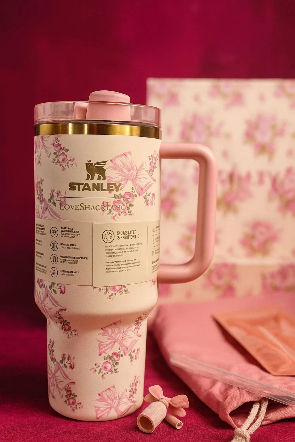 Stanley LoveShackFancy Floral Pink 40oz Tumbler – Stay Hydrated in Style