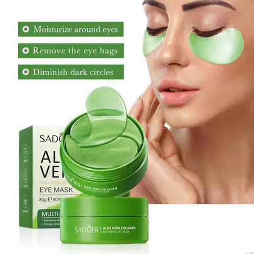 60pcs Aloe Vera Collagen Hydrogel Under Eye Patches – Soothing & Hydrating