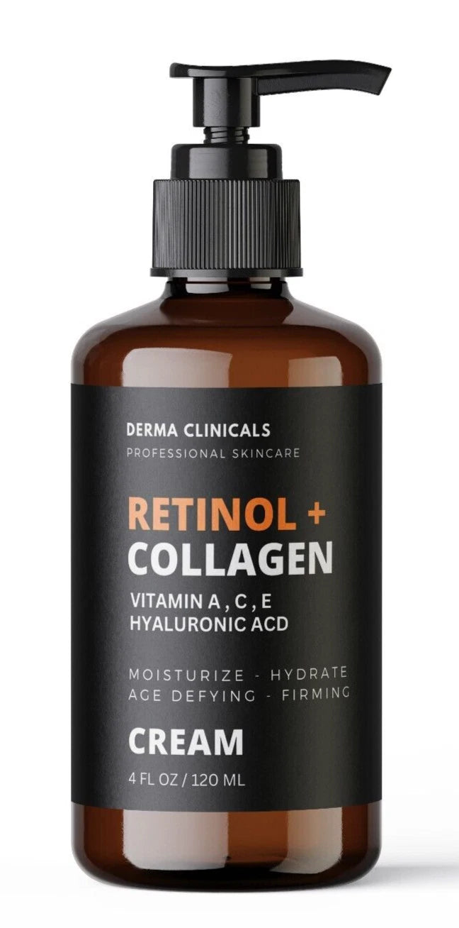Retinol Collagen Face Cream with Hyaluronic Acid & Vitamin C – Anti-Aging 4oz