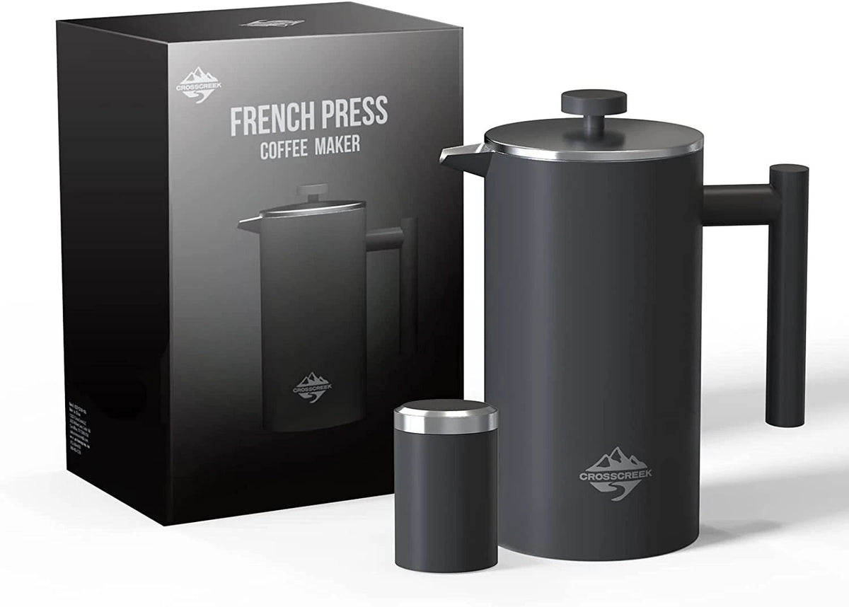 CrossCreek French Press Coffee Maker, 304 Stainless Steel Coffee Press 34 oz