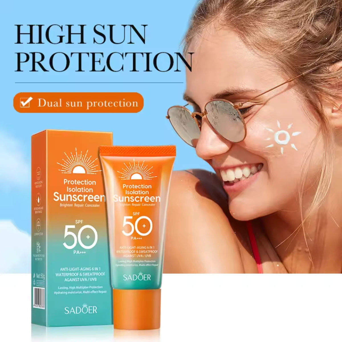 SPF 50 Sunscreen Face Cream – PA+++ Oil Control Daily Moisturizer