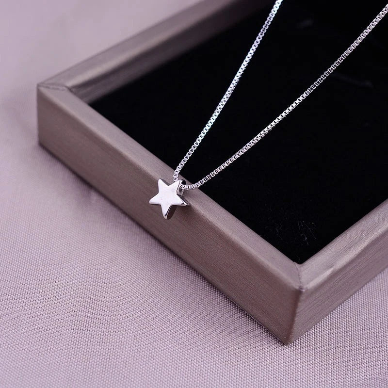 925 Sterling Silver Star Charm Pendant Necklace