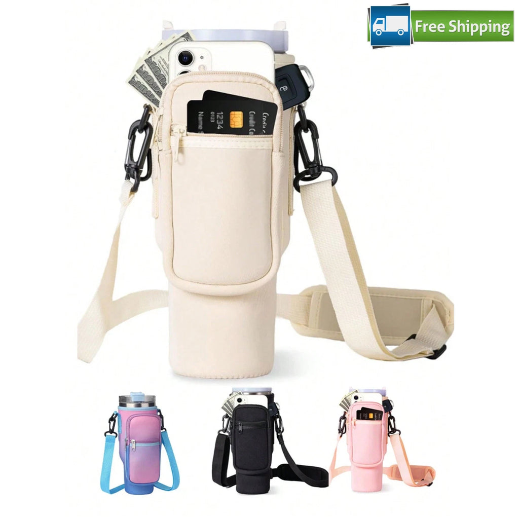 Water Bottle Carrier Bag with Pouch Pocket for Stanley Cup 40 Oz Tumbler