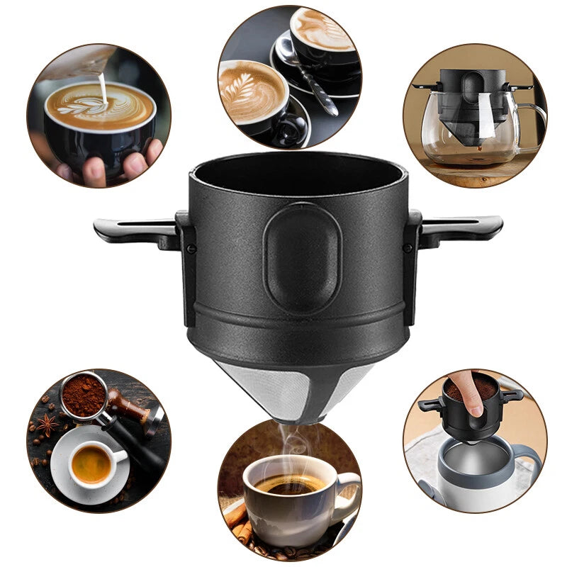 Reusable Portable Pour Over Coffee Filter, Drip Coffee Maker & Manual Brewer
