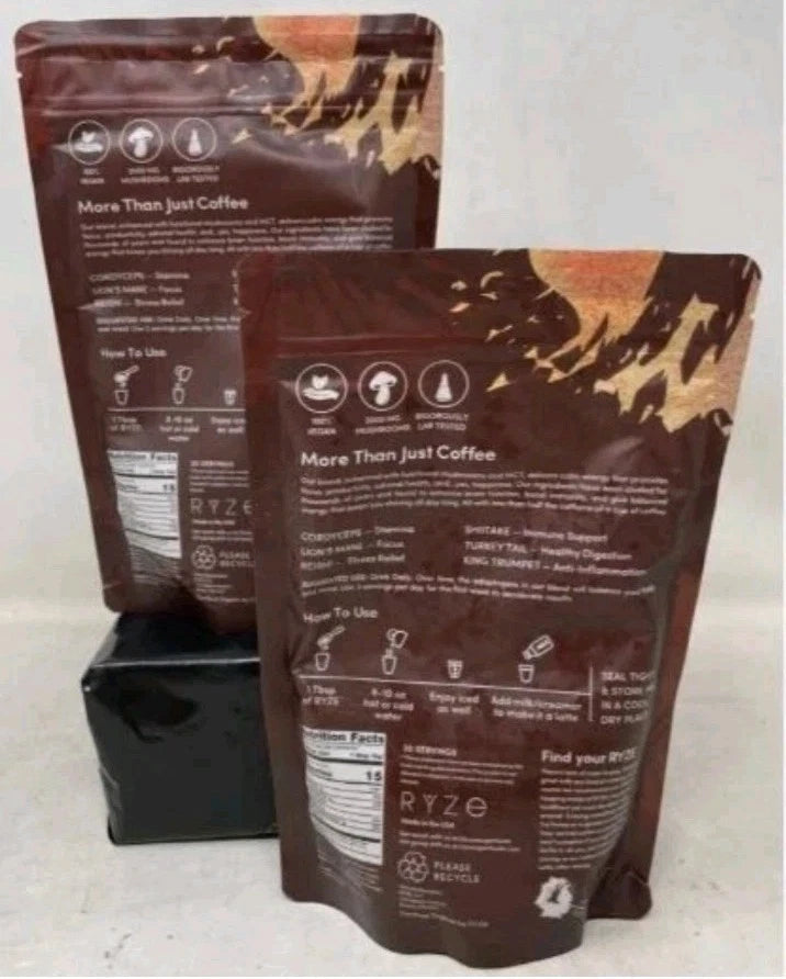 RYZE Organic Mushroom Coffee – 2 Pack, 360g, 60 Servings