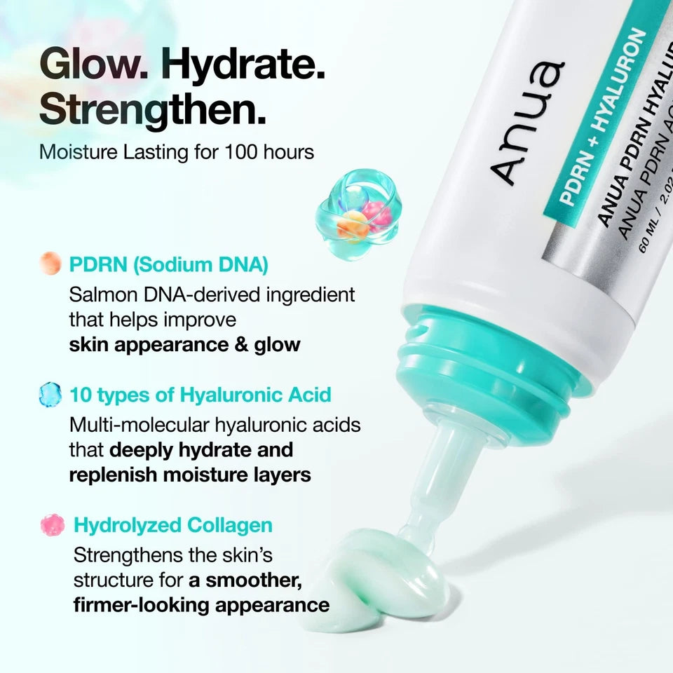 Anua PDRN Hyaluronic Acid 100 Cream – Hydrating Glass Skin Moisturizer, 60ml