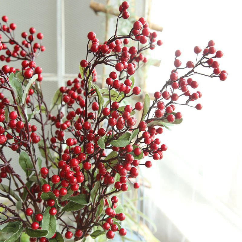Artificial Red Berry Spray Stem – Autumn & Christmas Decor