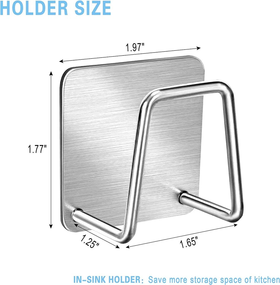 6Pcs Stainless Steel Adhesive Sponge Holder Sink Caddy for Kitchen Organization