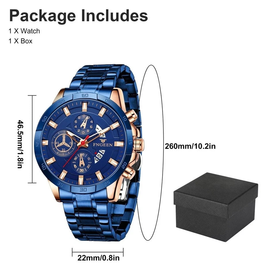 Men’s Waterproof Stainless Steel Quartz Watch – Classic Luminous Business