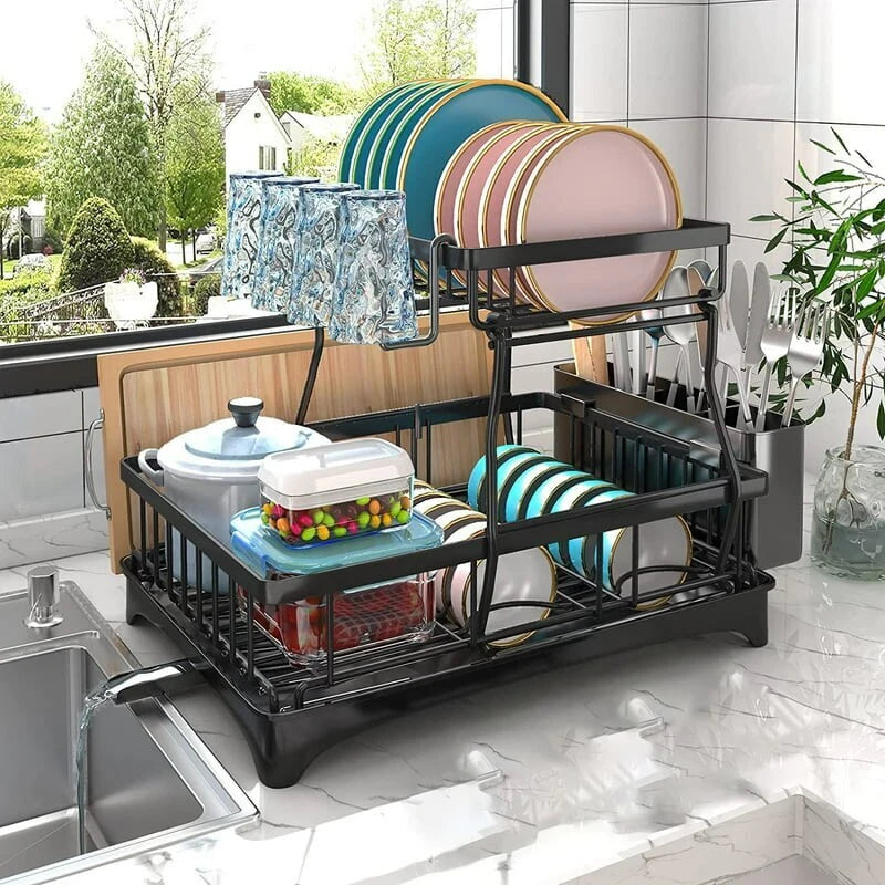 2-Tier Stainless Steel Over Sink Dish Drying Rack