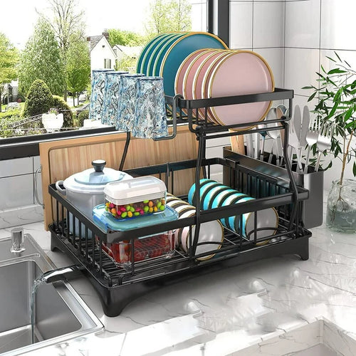 2-Tier Stainless Steel Over Sink Dish Drying Rack