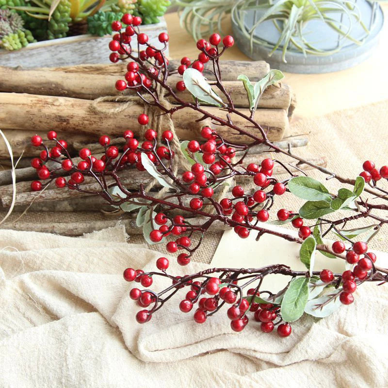 Artificial Red Berry Spray Stem – Autumn & Christmas Decor